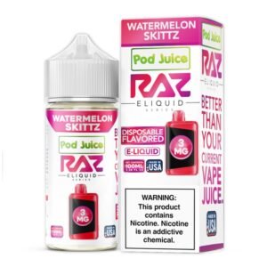 Watermelon Skittz Pod Juice RAZ Disposable Collab E-juice 100ml (Freebase) 0mg